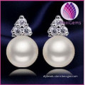 Classical Bridal Jewelry 925 Sterling Silver Freshwater AA 9-10mm Pearl Earring